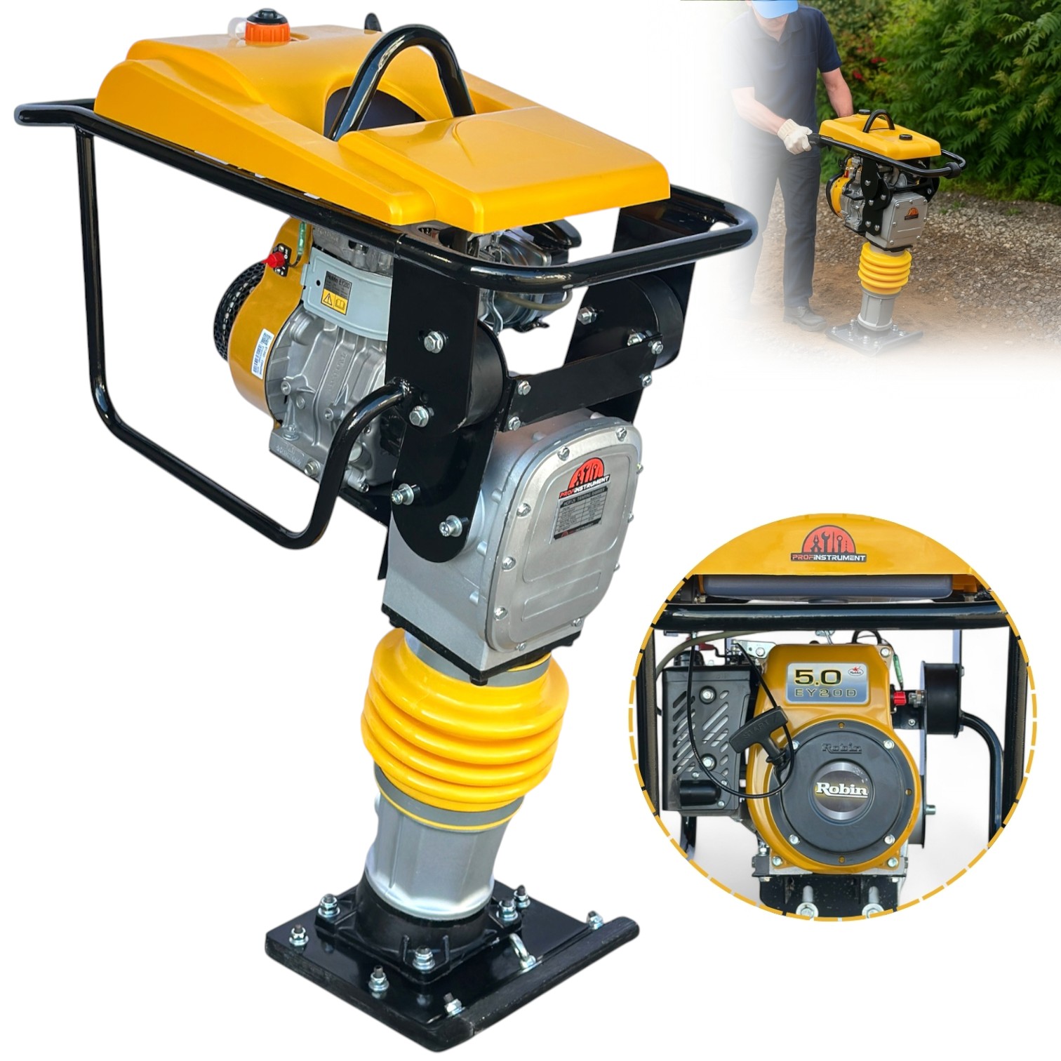 Вибротрамбовка бензиновая (Вибронога) Profinstrument HCR-125 (ROBIN EY20 5 л.с. / 3,6кВт) - фото 1 Вибротрамбовка бензиновая (Вибронога) Profinstrument HCR-125 (ROBIN EY20 5 л.с. / 3,6кВт) - фото 1