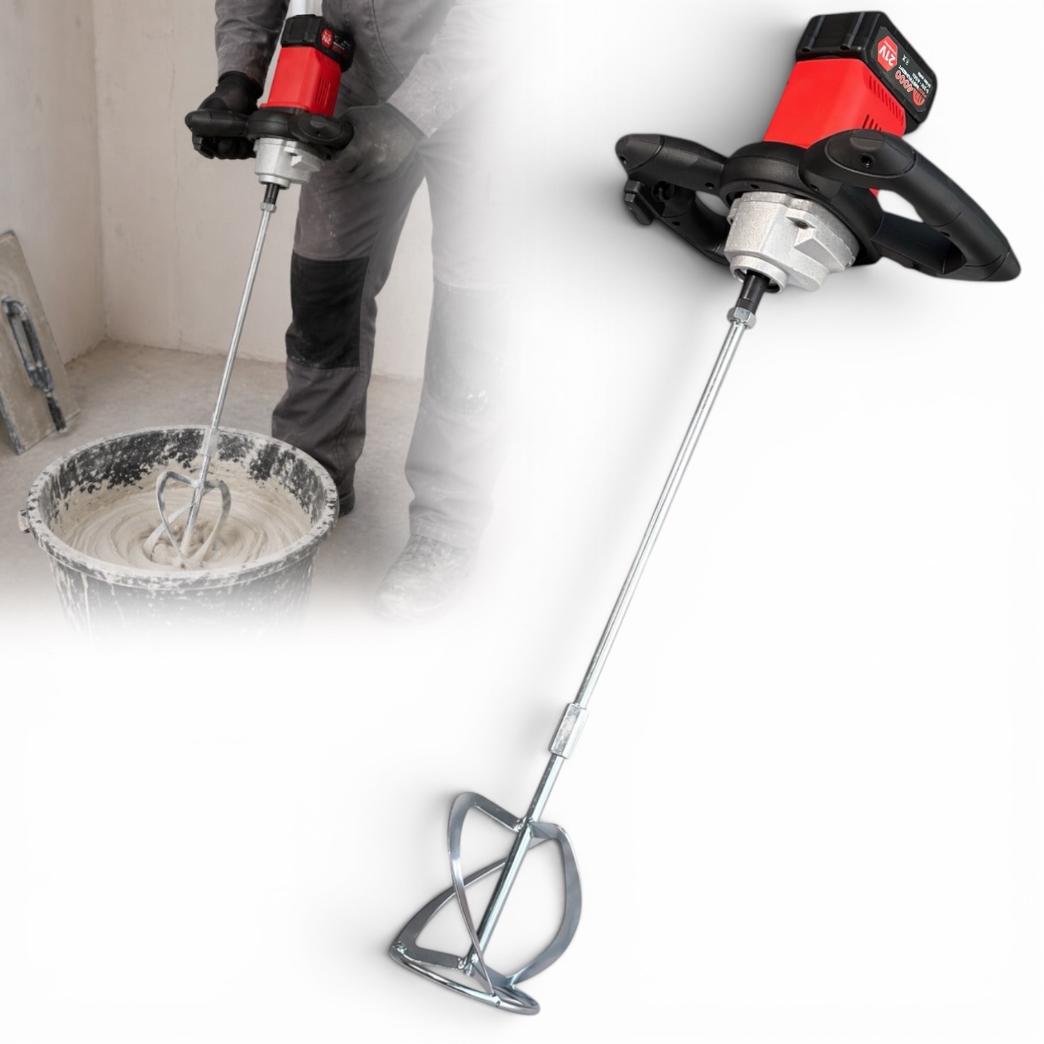 Аккумуляторный строительный миксер Profinstrument YL-14L (21V, 4.0Ah) - фото 9 Аккумуляторный строительный миксер Profinstrument YL-14L (21V, 4.0Ah) - фото 9