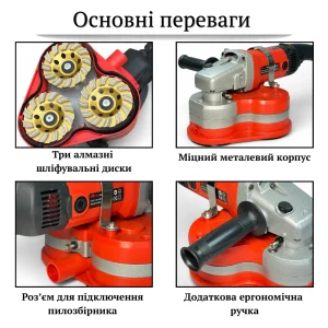 Шлифовальная машина по бетону Profinstrument 3М100 со станиной и пылесосом, 3800W - фото 37